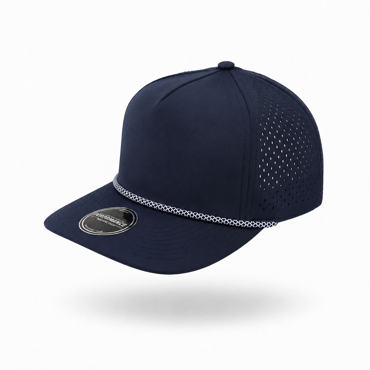 Navy Blue with White Chainlink Rope 5 Panel Performance